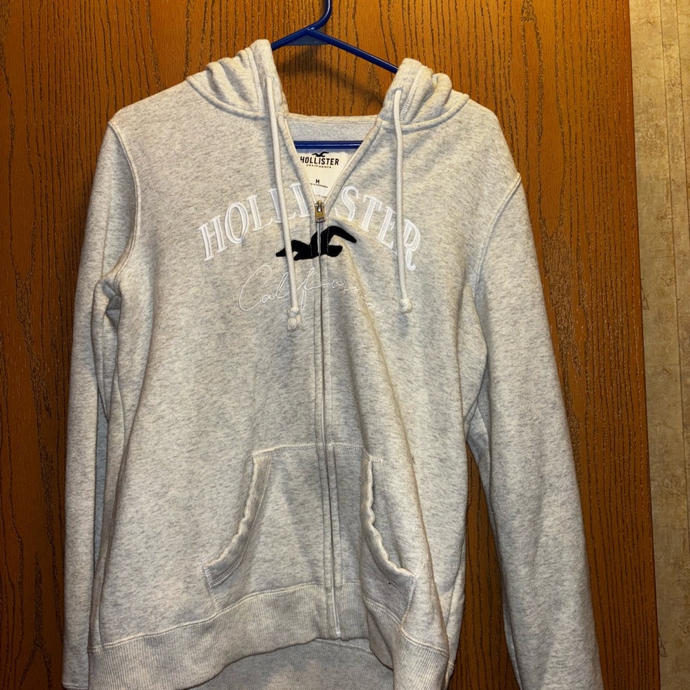 Hollister Light Gray Hoodie with Logo